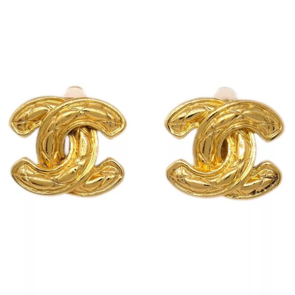 Chanel Gold CC Earrings Clip-On - Picture 1 of 8